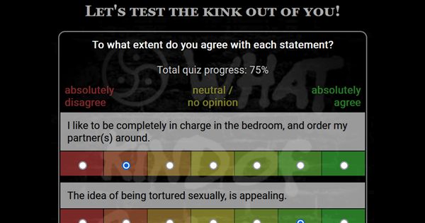 Pré-visualização do site BDSM Test